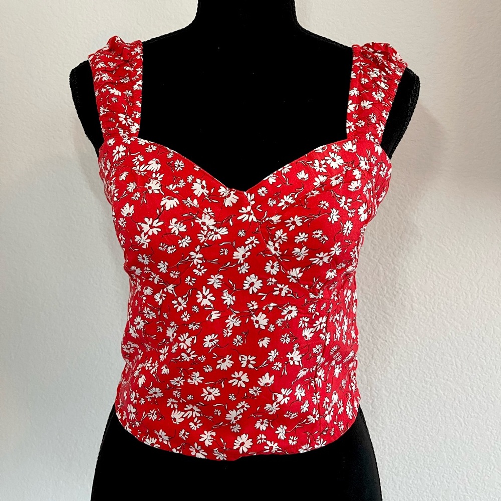 Japna Red Floral Print Crop Top